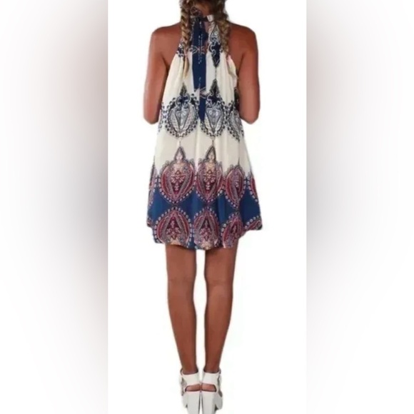 Bohemian Halter Dress with Paisley Print - Picture 3 of 6